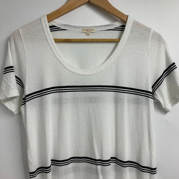 Demylee Women's Pima Cotton Striped Round Neck Short Sleeve Shirt‎ SIze L - Picture 4 of 12